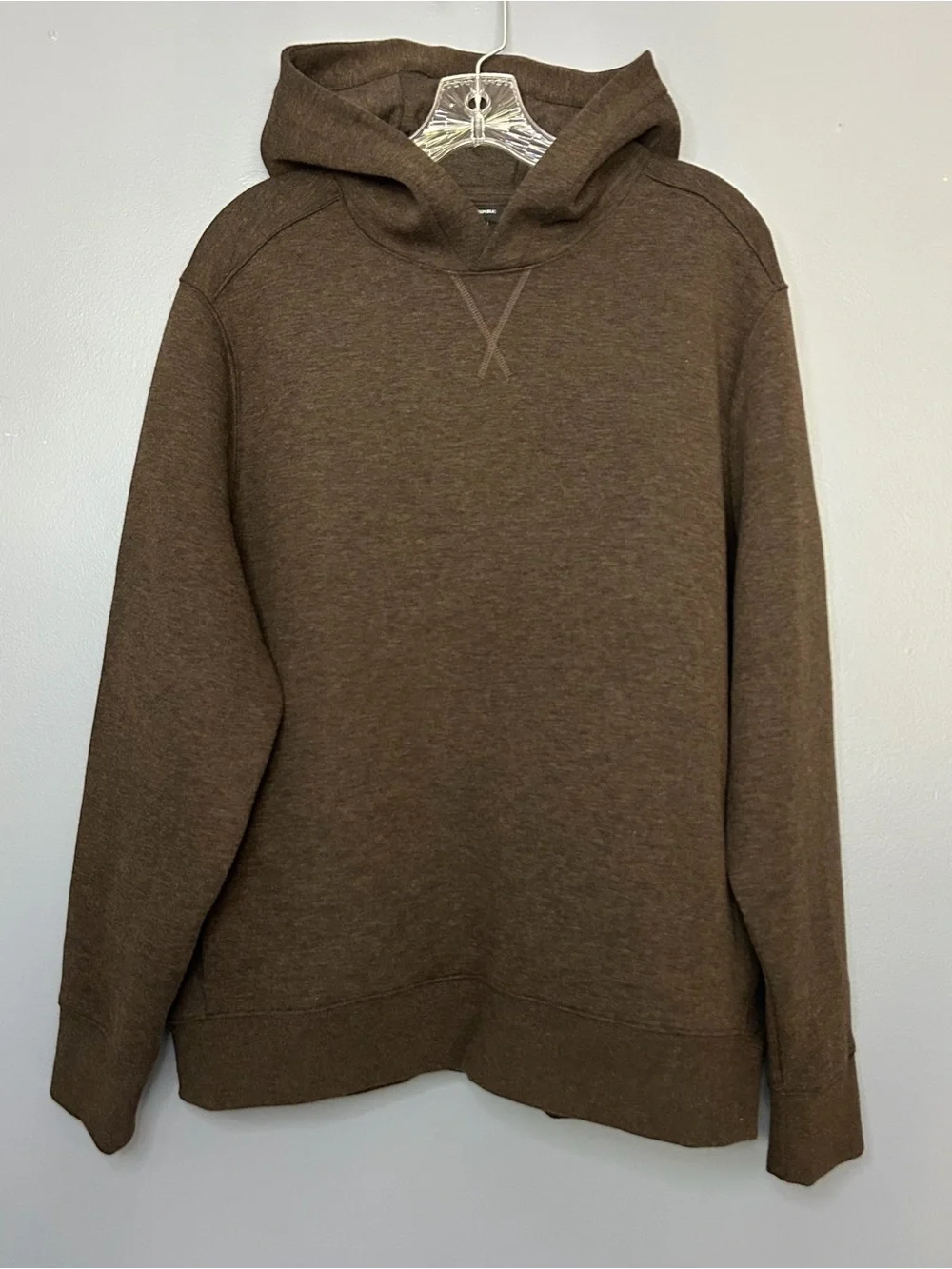 Banana Republic Scuba‎ Hoodie Mens L Brown Heather Fleece Pullover Sweatshirt